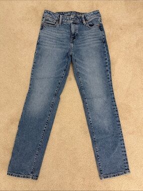 American Eagle Outfitters Straight Leg Jeans in Medium Blue Wash short length